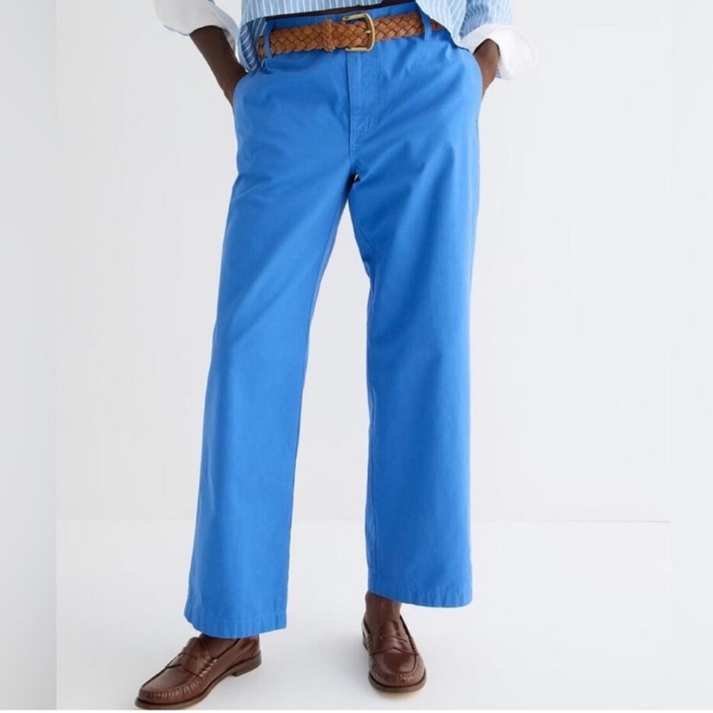 J. Crew Blue Distressed casual cotton ankle cropped pants